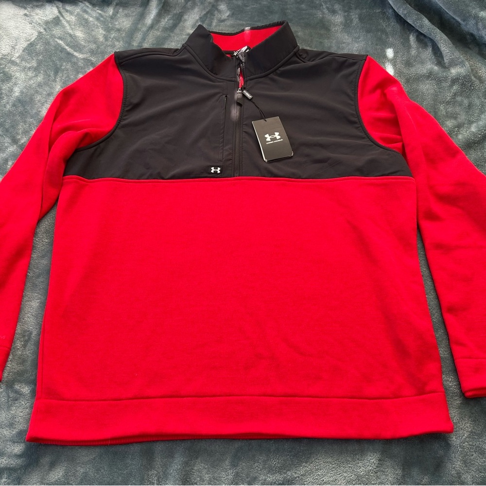 Under Armour Red and Black Half-Zip Athletic Pullover